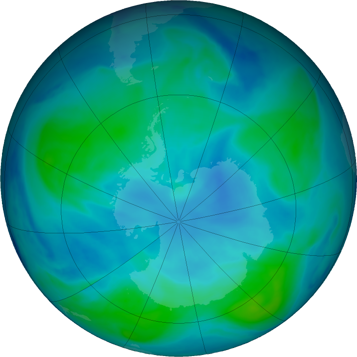 Antarctic ozone map for 18 January 2021